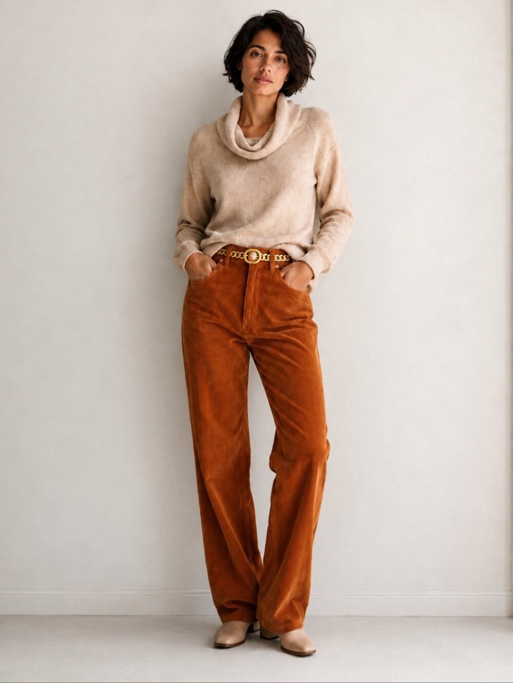 BDG High Rise Baggy Rust Straight-Leg Corduroy Pants